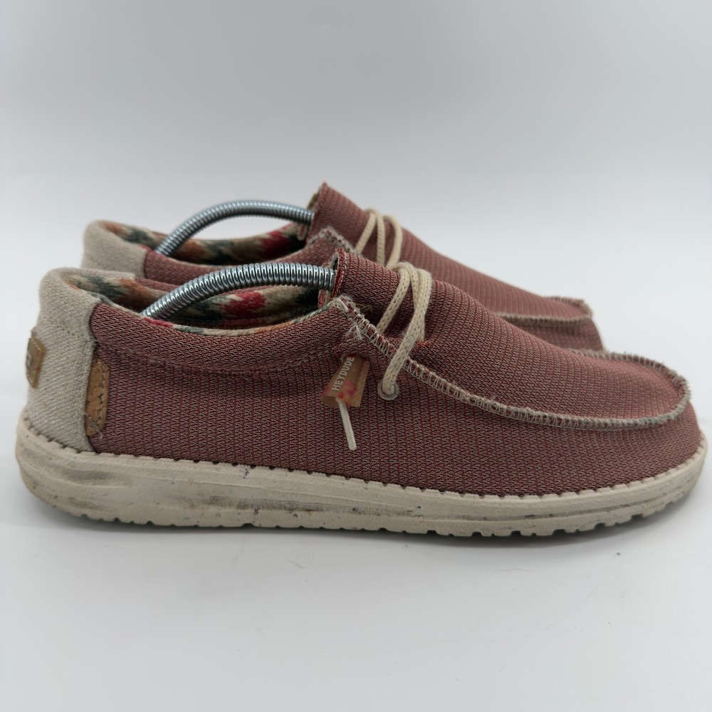 Hey Dude Wally Eco Mens 11 Rose Red Knit Slip On Loafers Shoes